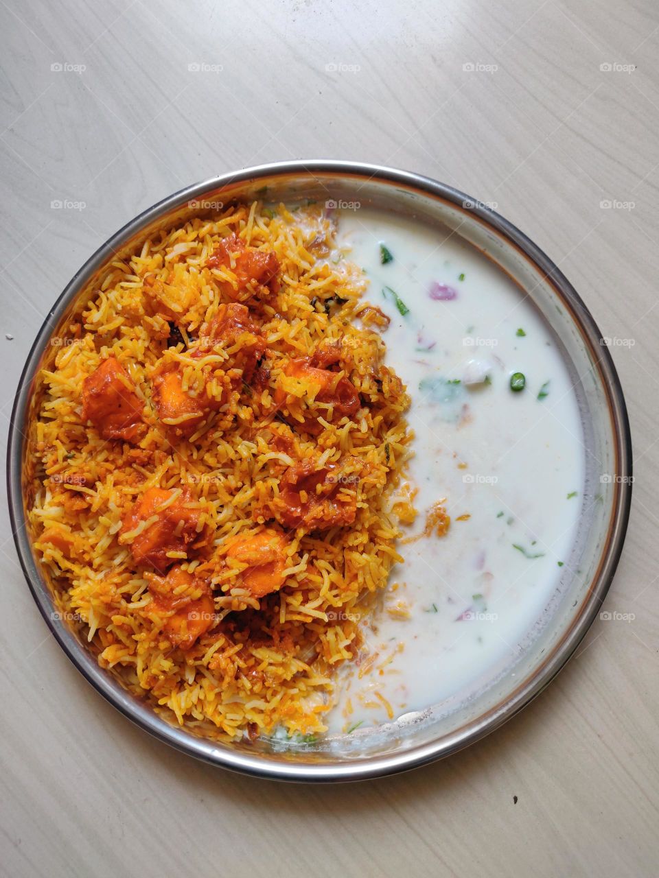 a plate full of Indian food 🙂