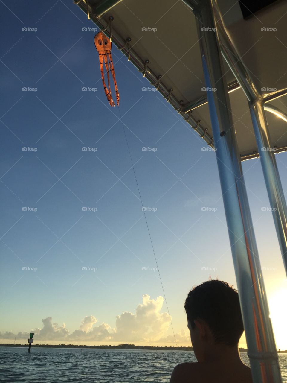 Kite flying at sea