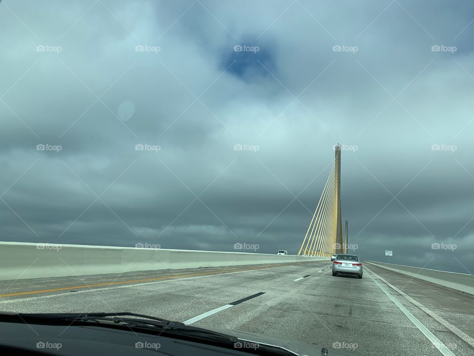 Traveling over the Skyway bridge.