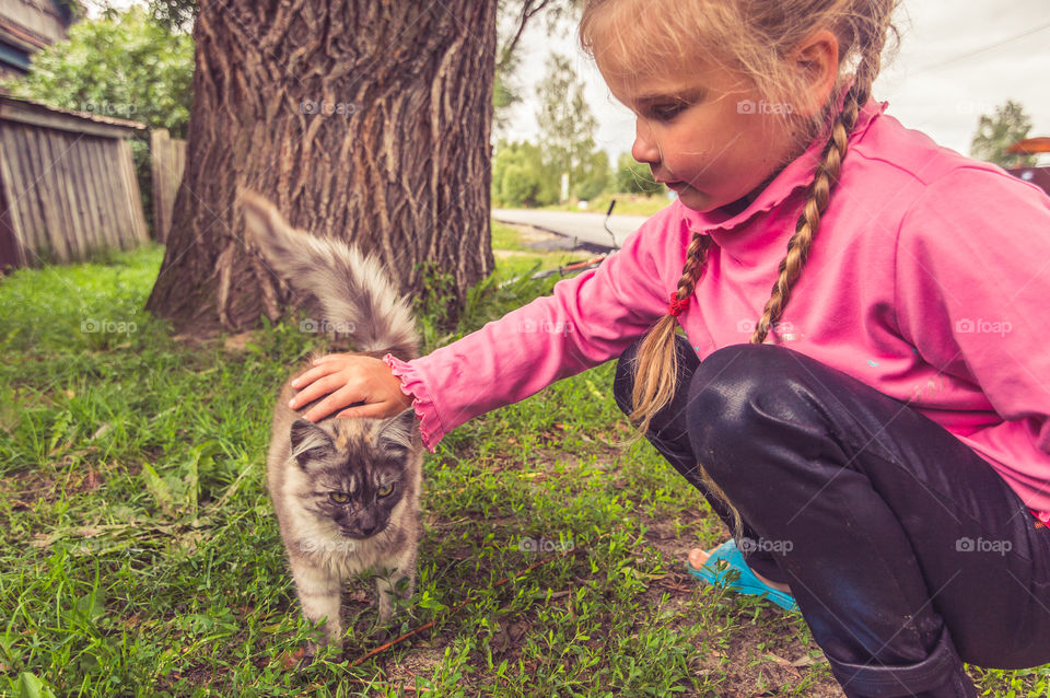 Girl loves cats