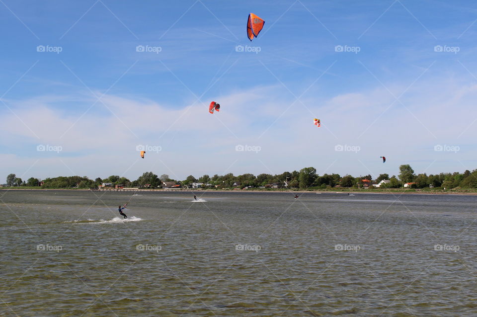 Kitesurfing in Lomma, Sweden.