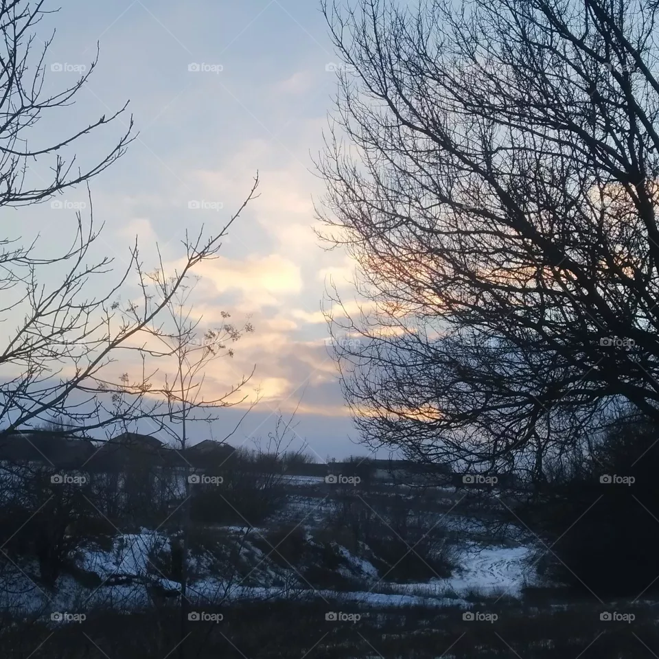 Winter evening sky