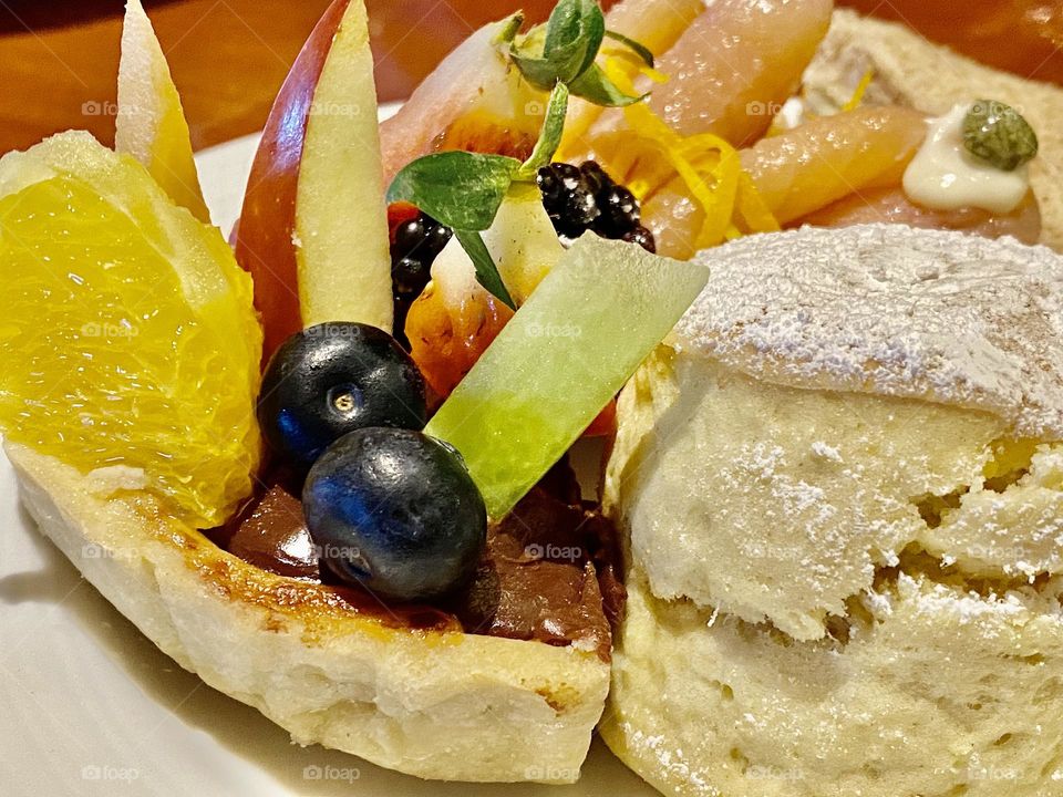 Sweets and finger sandwiches at tea time