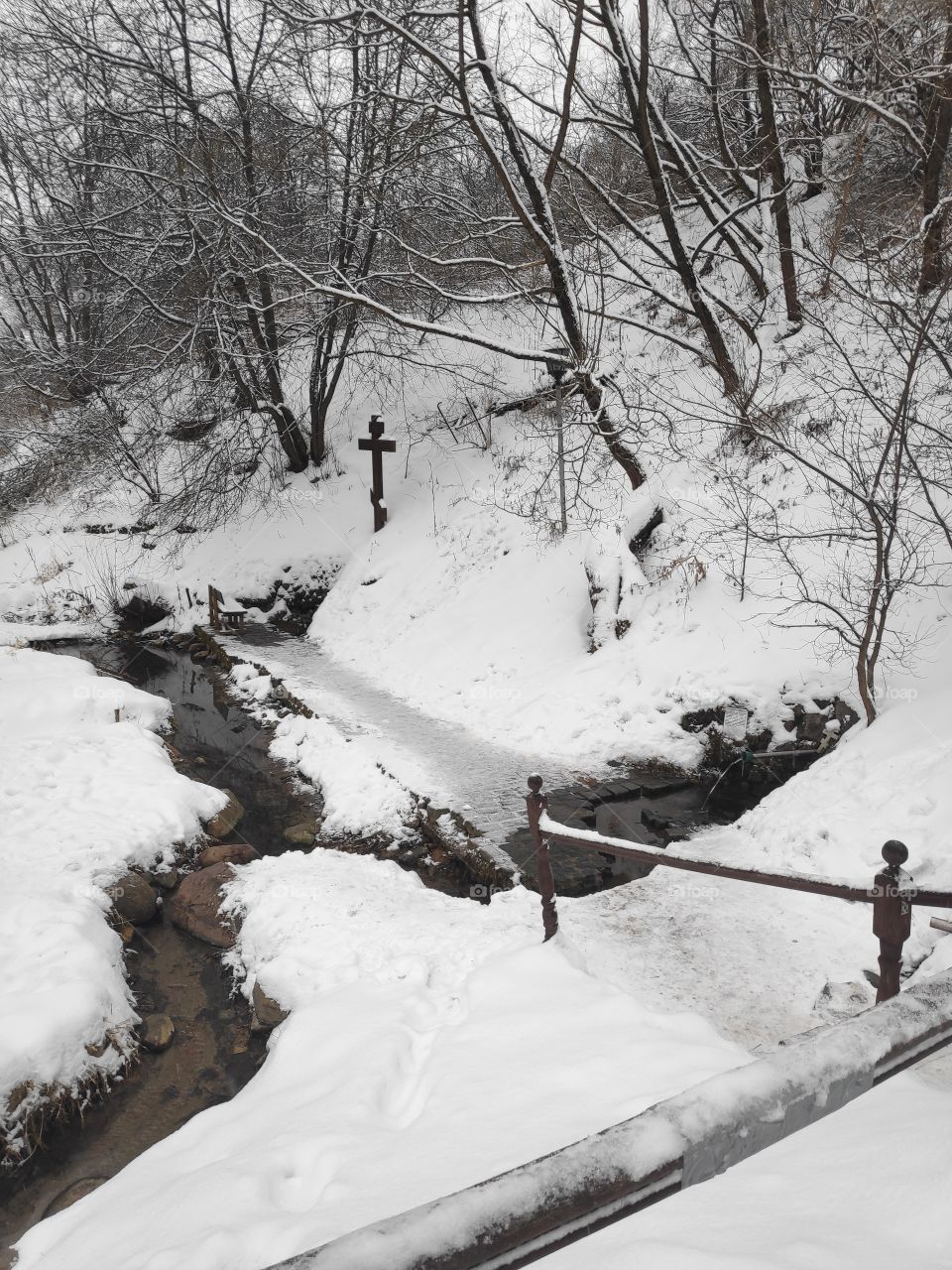 источник, Лавра, Сергиев Посад, зима, Рождество