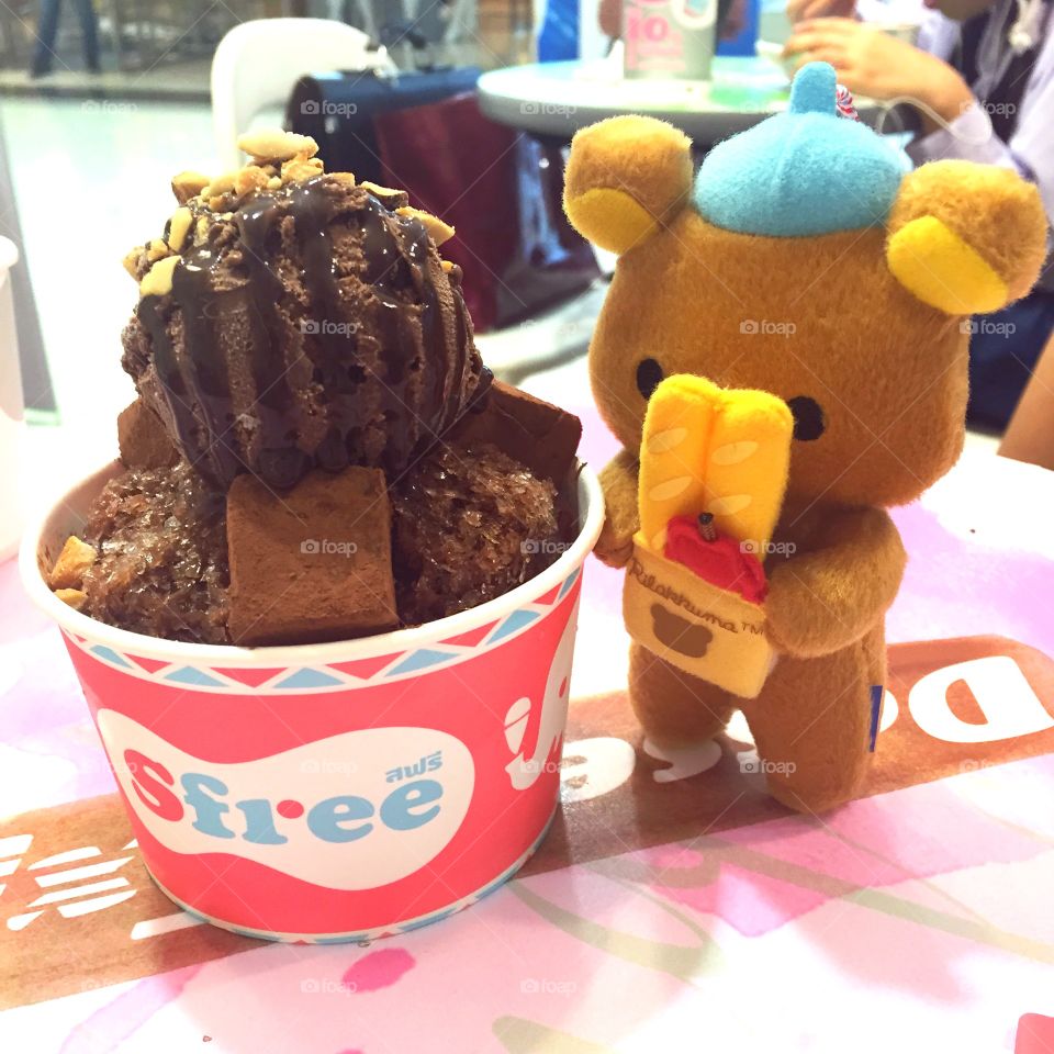 Ice cream with bear. Ice cream with bear photo