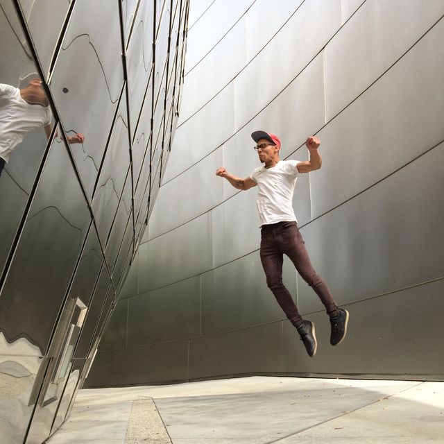 Man jumping in air