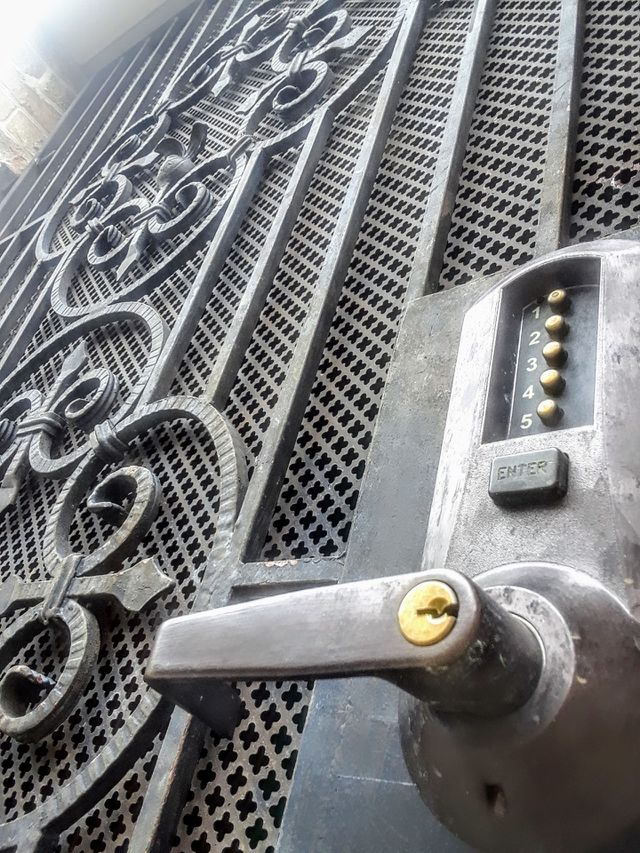 old steel doors and handle