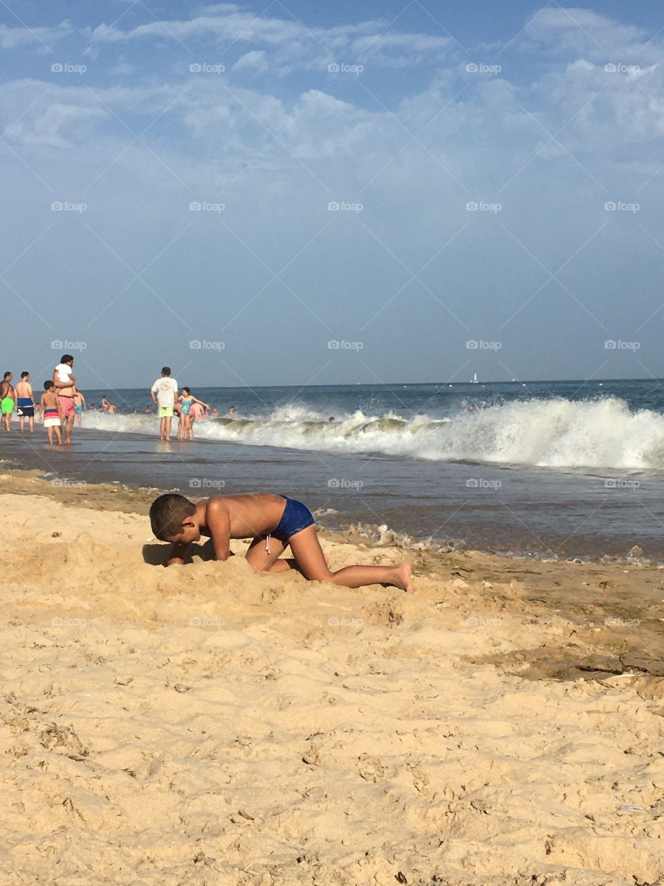 Playing on the beach