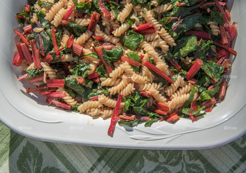 Close-up of pasta with vegetables