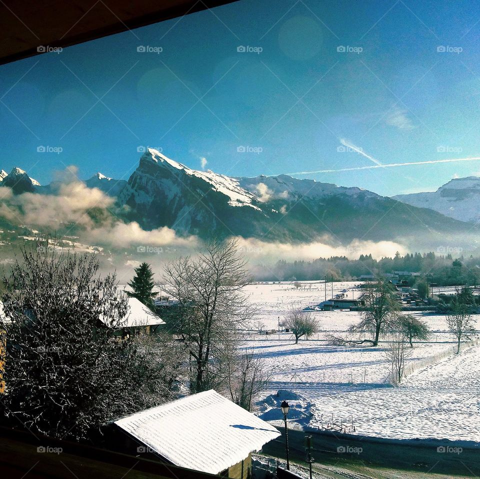 snow in the mountain