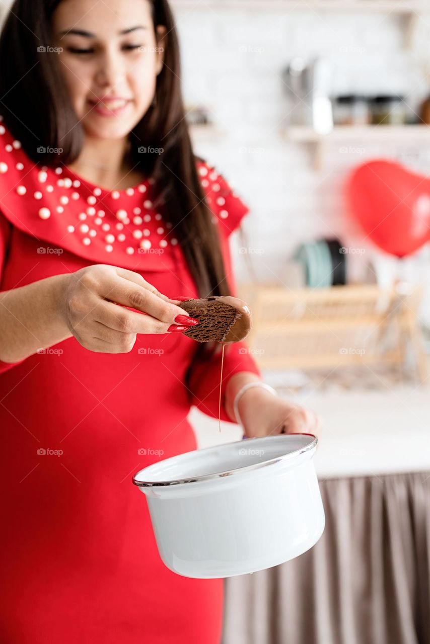 cooking heart shaped cookies at the kitchen