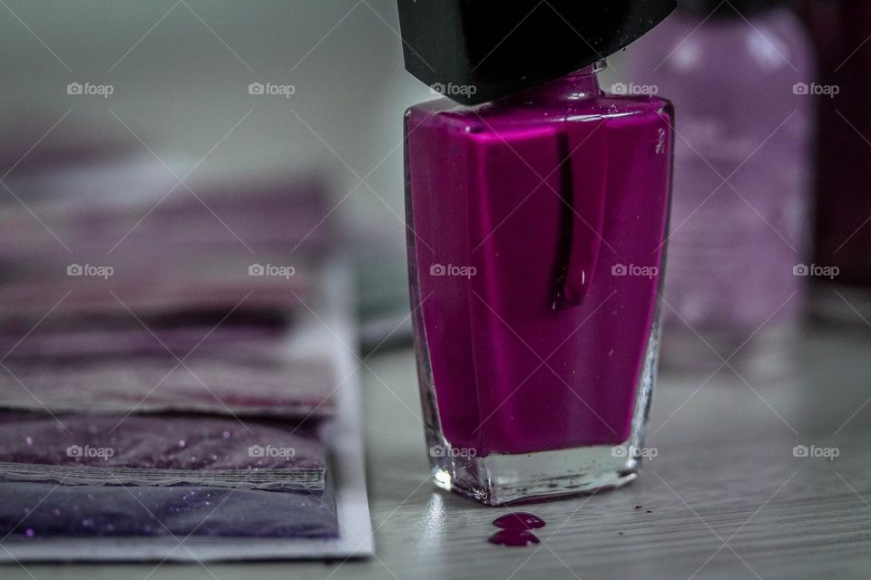 Magenta color nail polish