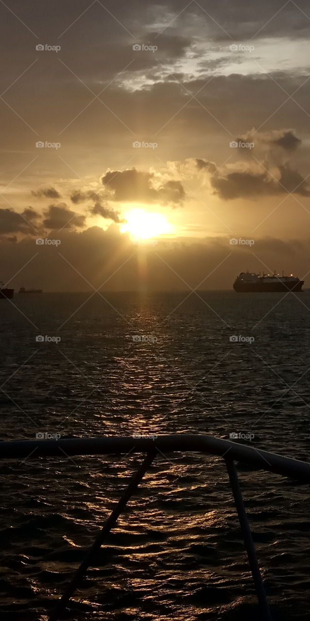 sunset at Singapore strait.