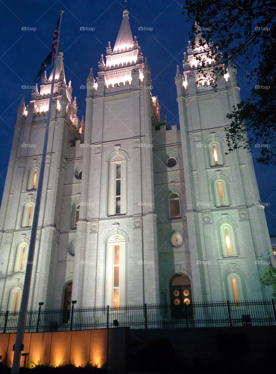 Salt Lake City LDS Temple at Night