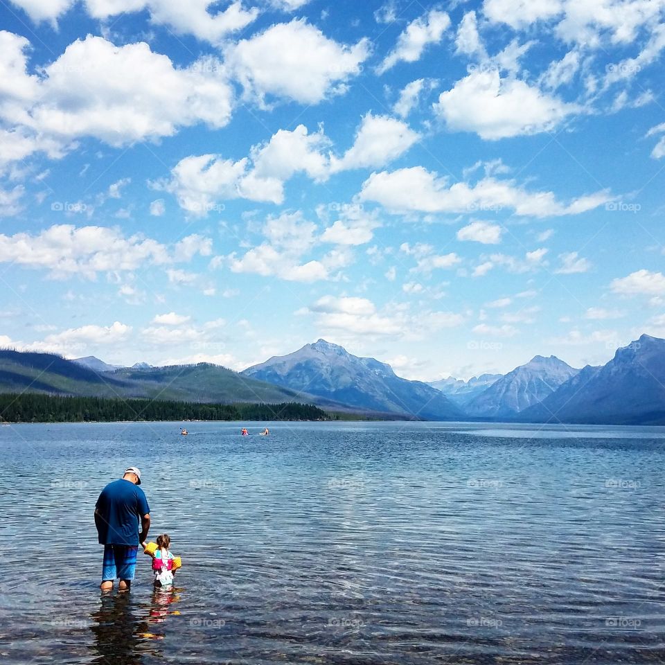 Father and daughter in Lake McDonald - Glacier National Park, MT
