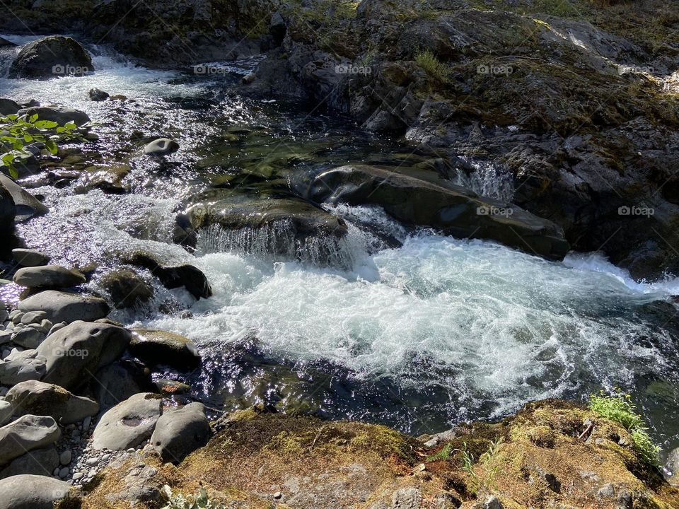 Waterfalls and rapids in a river