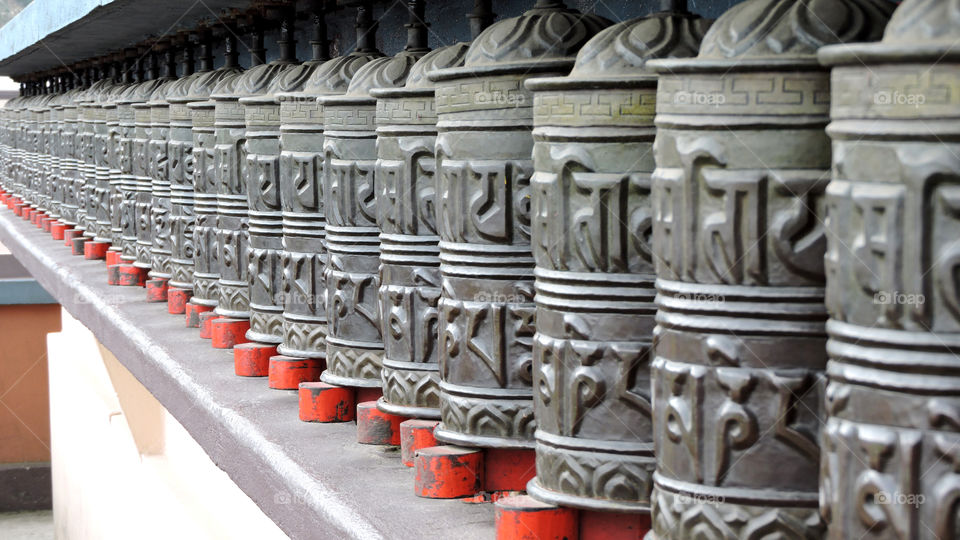 Buddhist prayer wheels