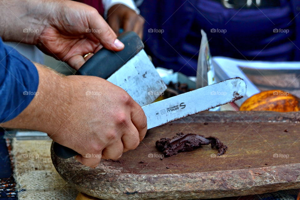 manual processing of cocoa beans