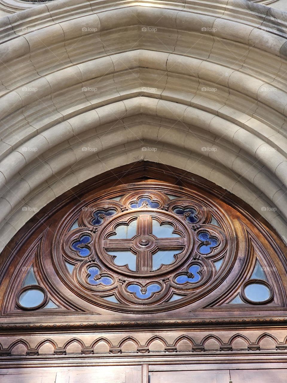 Wooden detail above door of the Cathedral