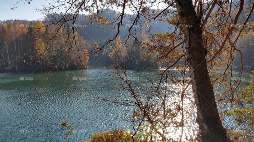 Autumn view of Adrspach Lake