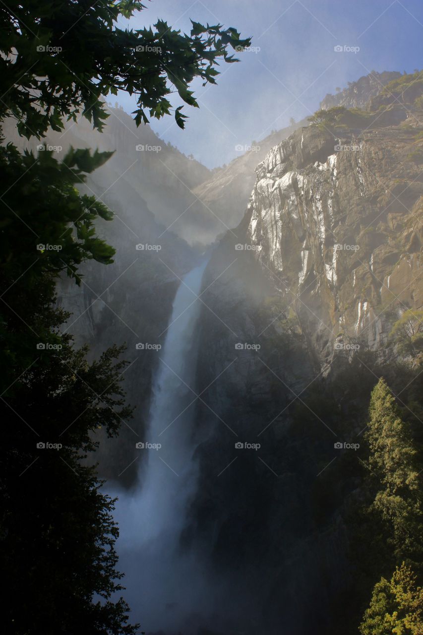 view of misty falls