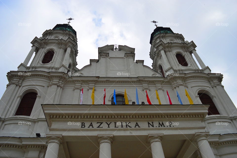 looking up. Great Basilica in the Poland