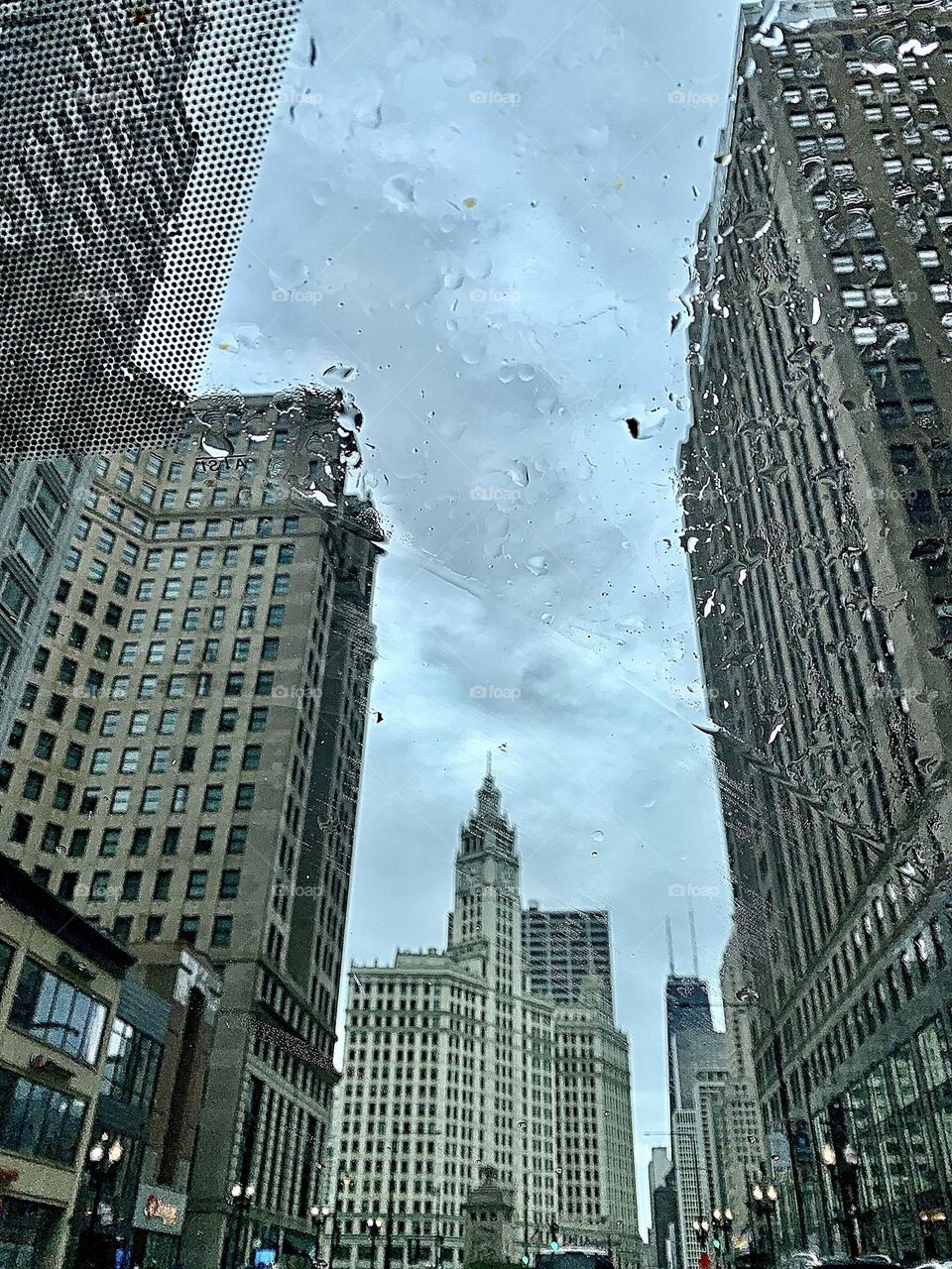 Rainy Detroit from the car
