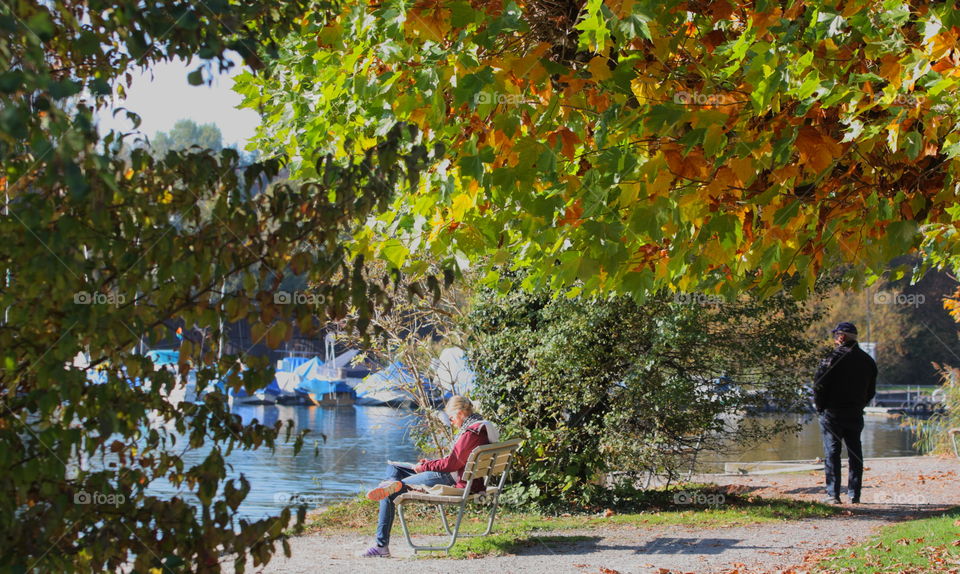 Woman Sitting On Park Bench