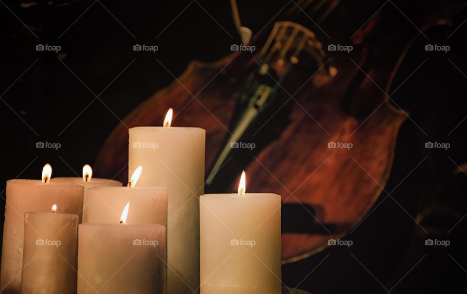 candles and a violoncello 