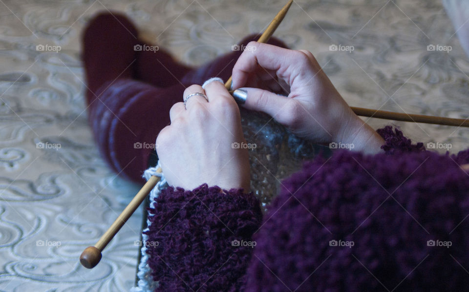 the girl knits on knits