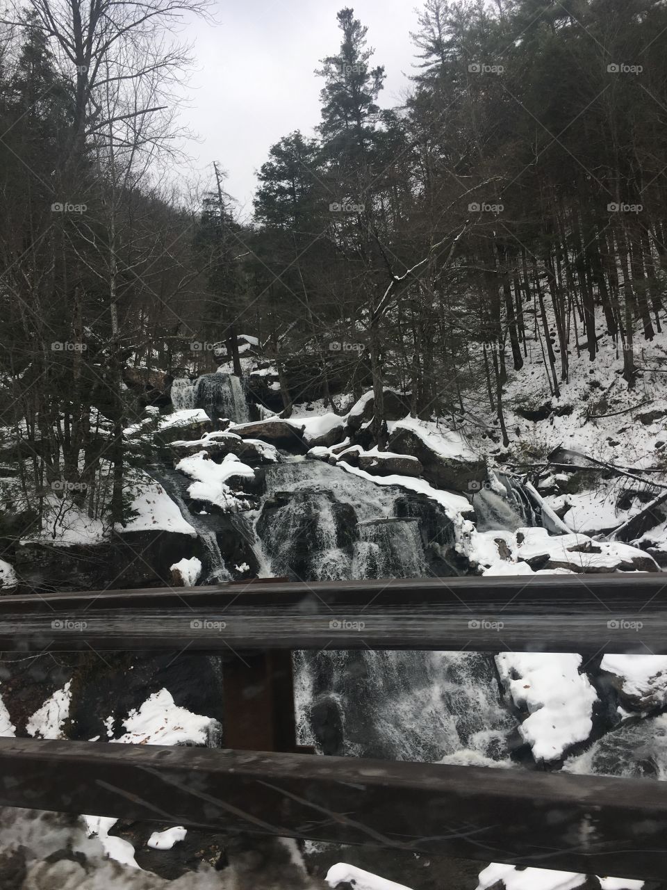Upstate New York winter waterfall