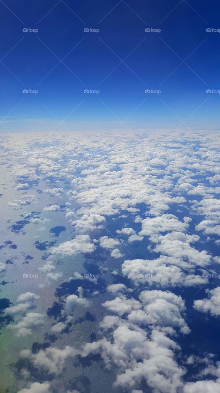 Ocean and Clouds, view from airplane