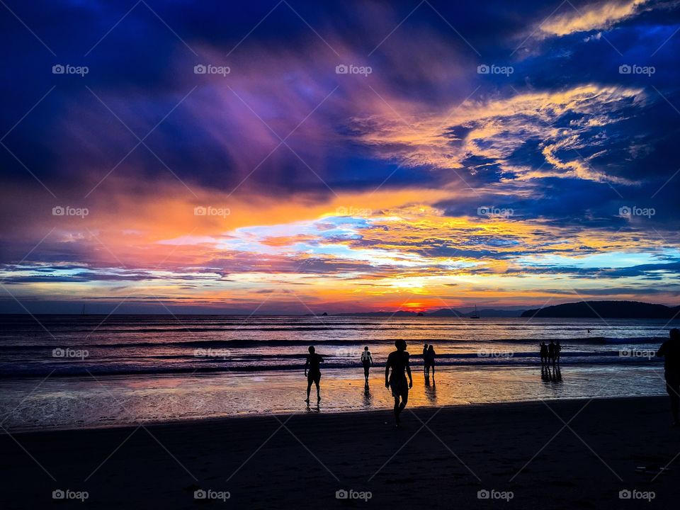 Dramatic sky at Krabi beach, Thailand