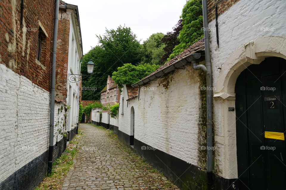 Old street in the beguinage in Lier, Belgium.