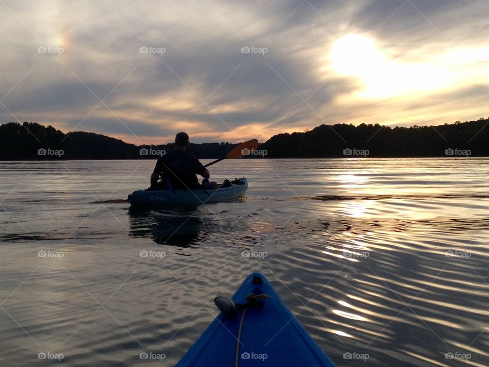 Headed into the sunset . Evening in Lake Hartwell 