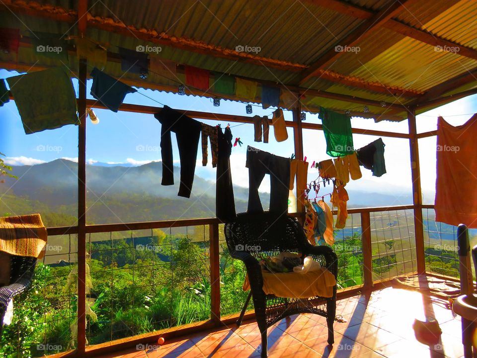 laundry drying on Costa Rican porch