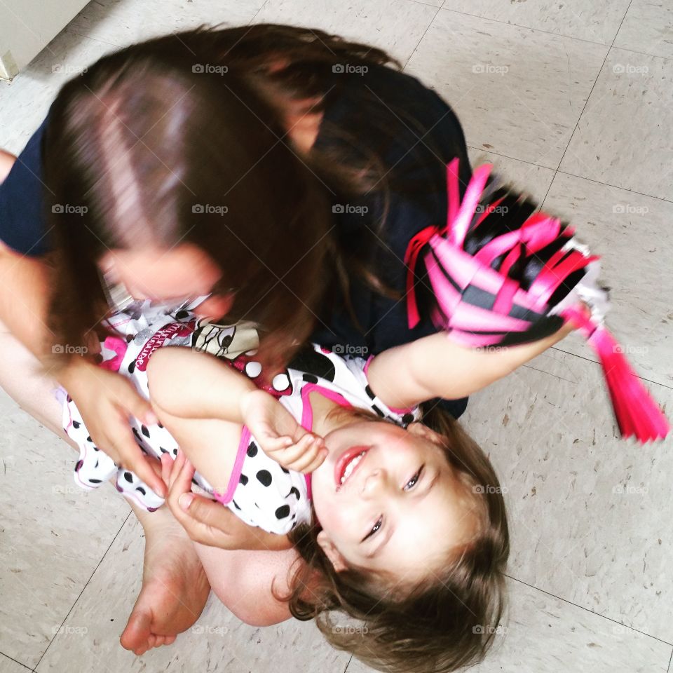 Mom and Daughter Giggles