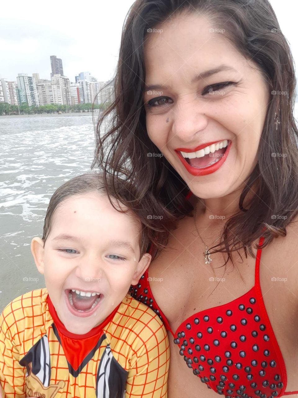 joy on the beach in Santos
