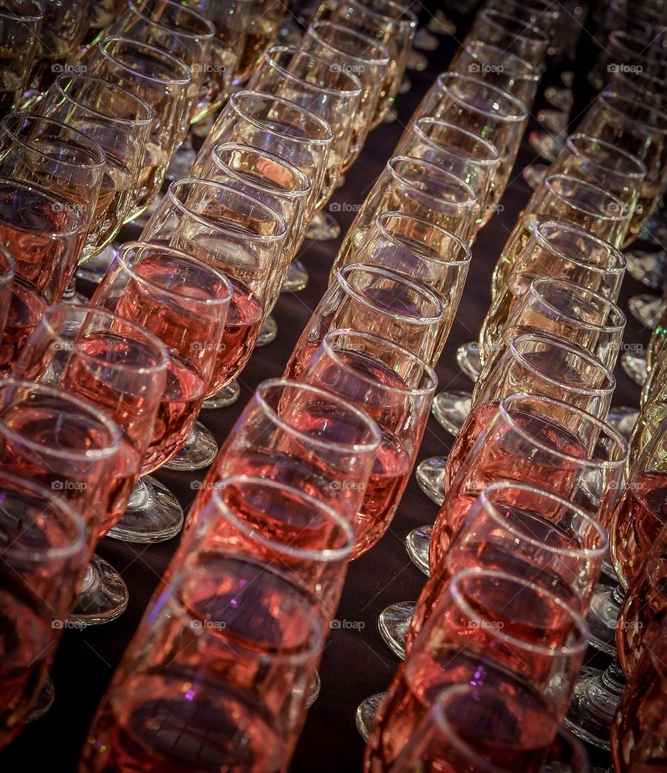 Wine tasting glasses in a row