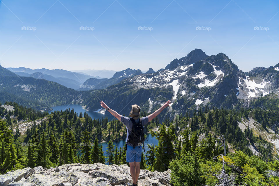 Hiker arms raised