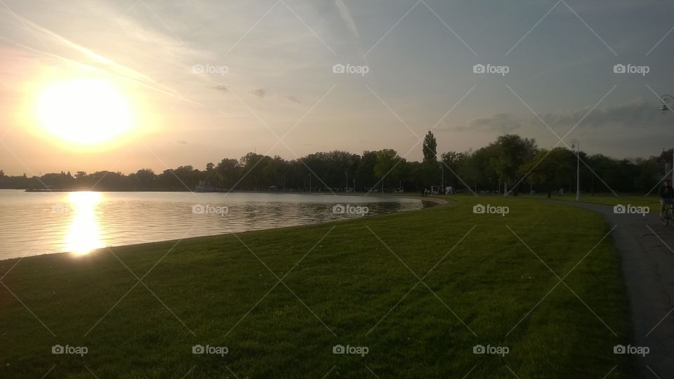 Sunset on Palic lake Serbia