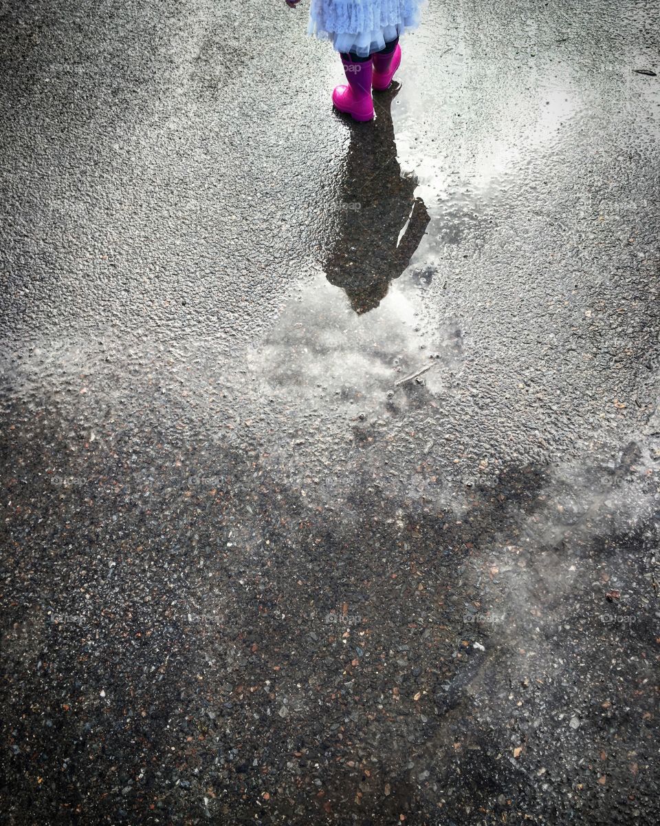 Walking through puddles