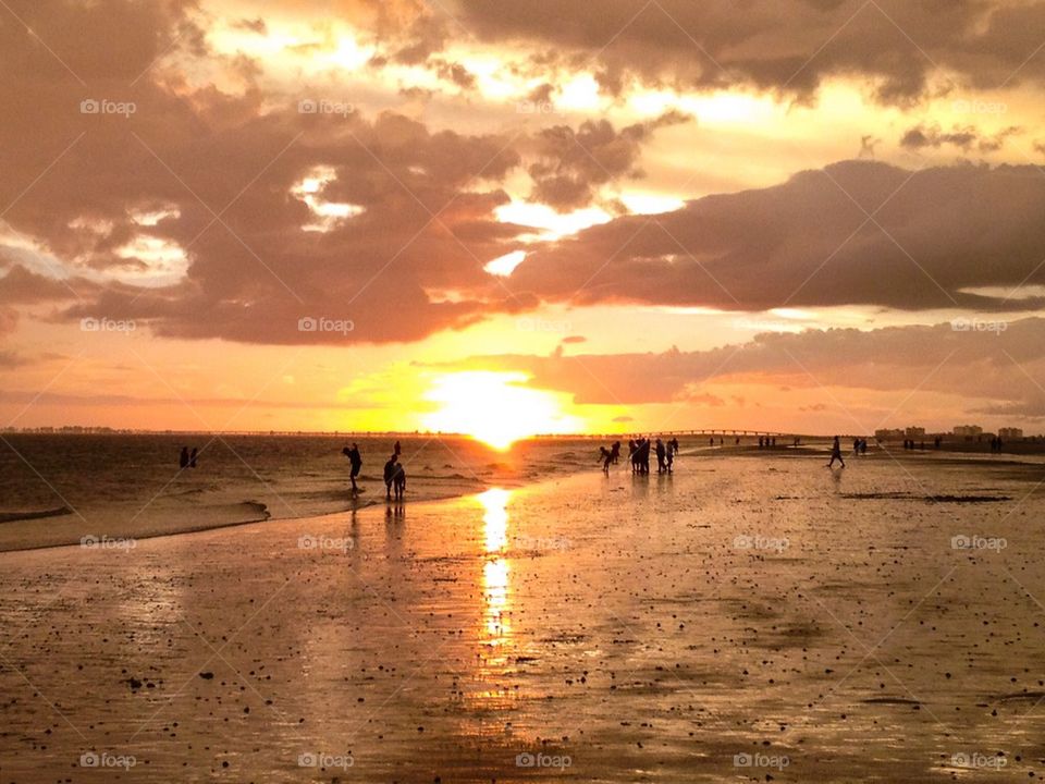 Low tide at Fort Myers sunset