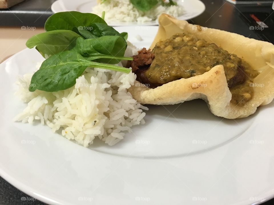 What's cooking? Curry! East Indian lentils atop Indian flatbread