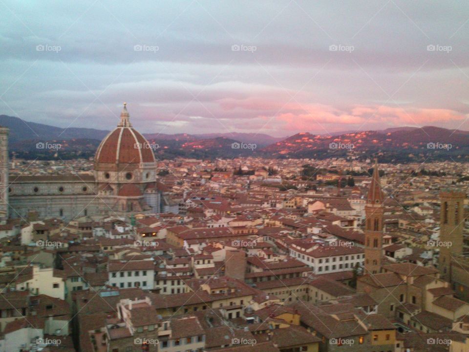 #florence#landscape#sunset#pink#city#monument#cathedral#church#ancient#brunelleschi#architecture#history