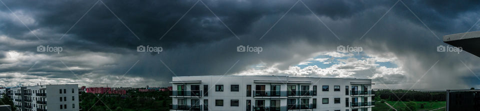 Panoramic view from an upcoming storm.