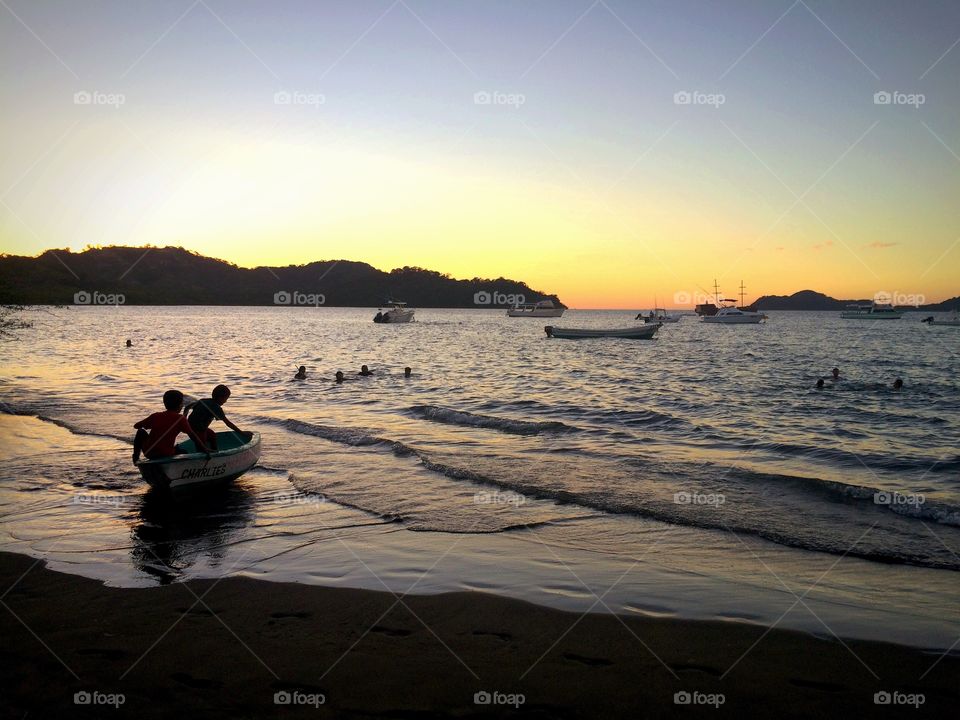 Costa Rica, boat, sunset