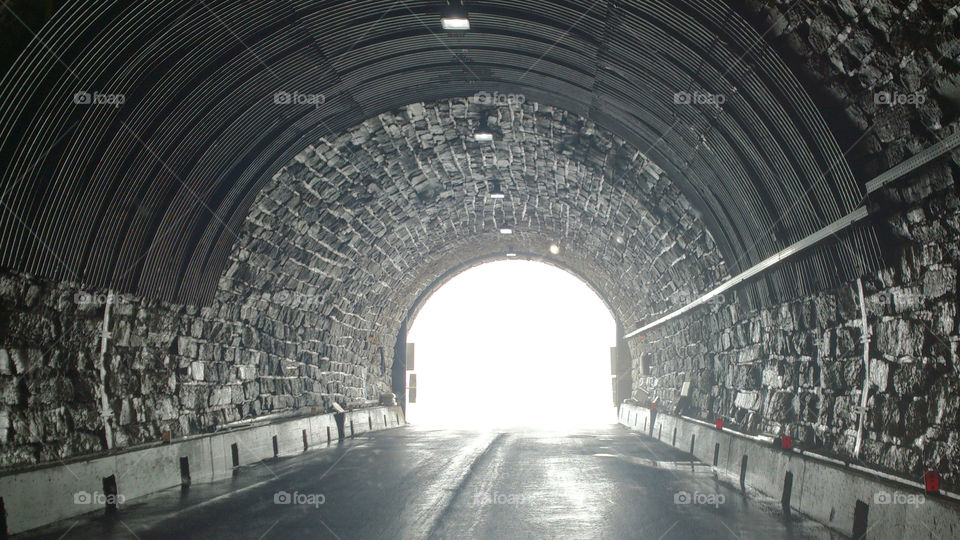 Grey tunnel in the mountains