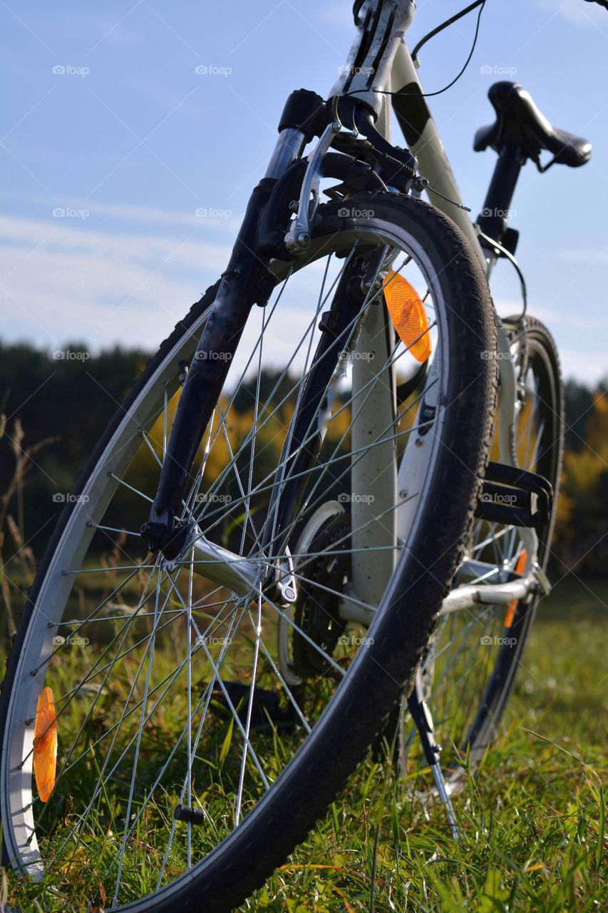 bike on a nature blue sky beautiful background