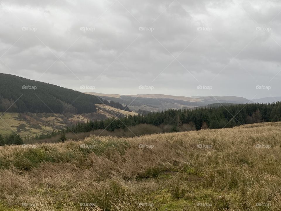 Cloudy Welsh countryside. 